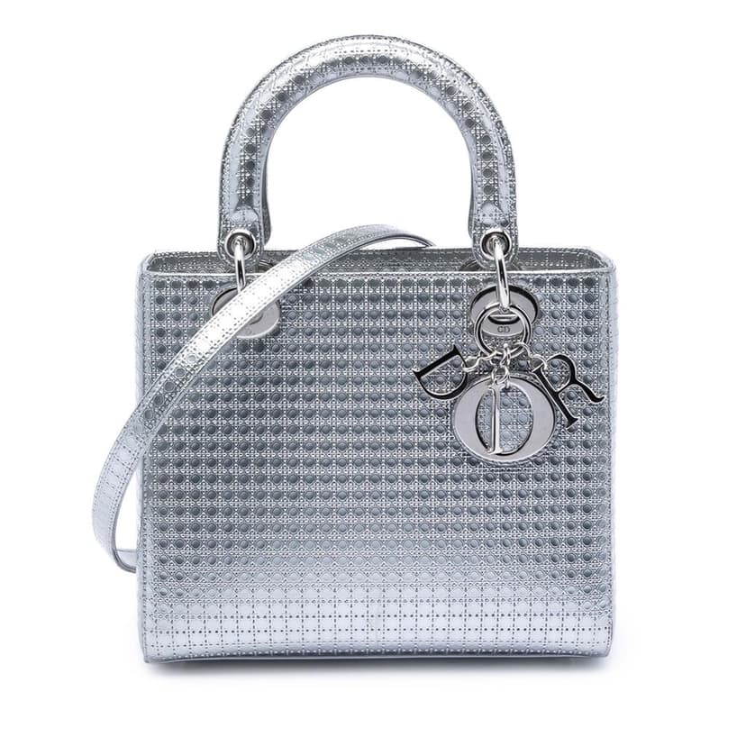 Dior Medium Metallic Patent Microcannage Lady Dior