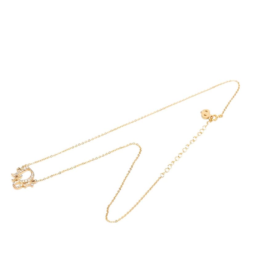 Dior Gold Plated Oblique Strass Necklace