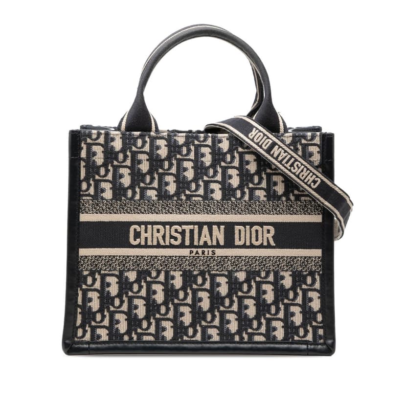 Dior Small Oblique Embroidered Canvas Book Tote