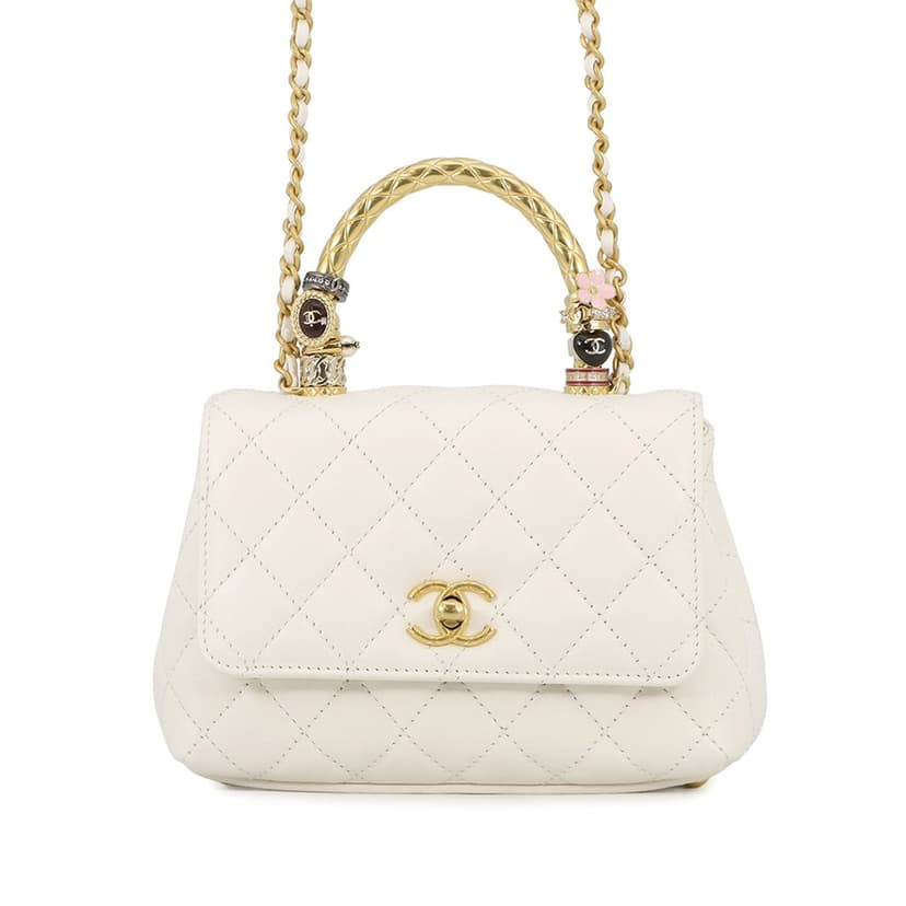 Chanel CC Quilted Lambskin Charms Coco Top Handle Bag