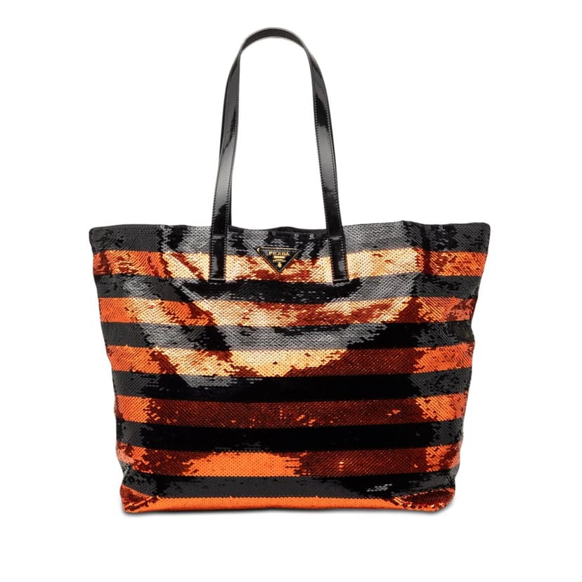 Prada Satin Sequin Stripes Tote