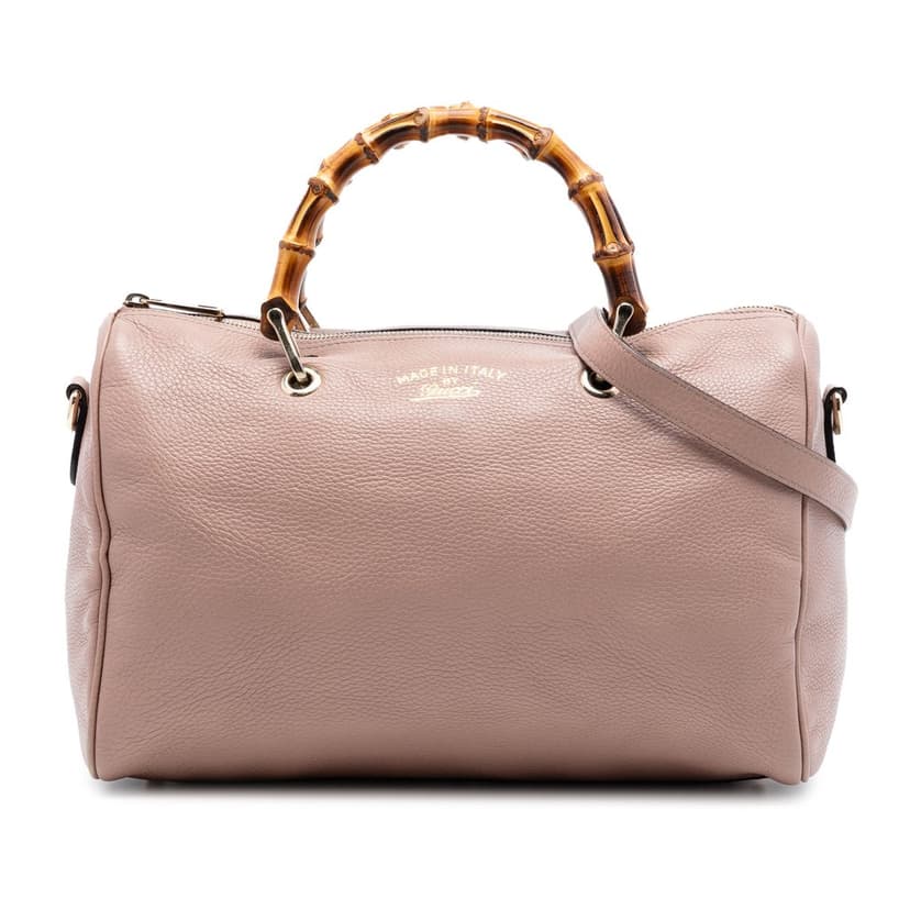 Gucci Medium Calfskin Bamboo Shopper Boston Bag