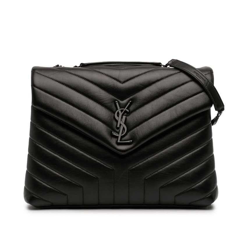 Saint Laurent Medium Matelasse Calfskin Monogram Monochrome LouLou Shoulder Bag