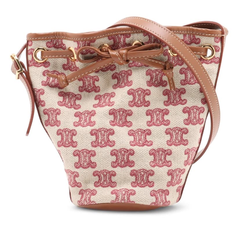 Celine Micro Triomphe Embroidered Canvas Drawstring Bucket Bag