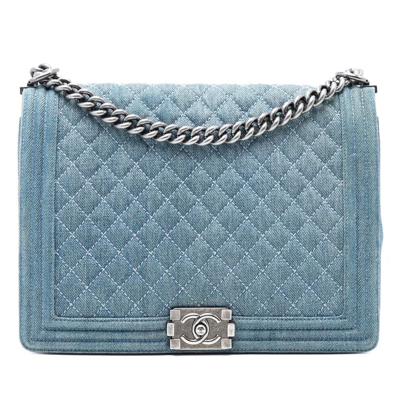 Chanel Large Quilted Denim Boy Flap