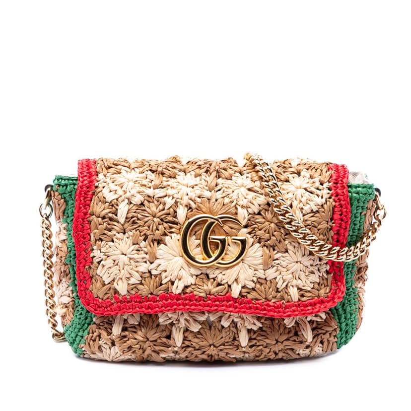 Gucci Small GG Marmont Raffia Crossbody