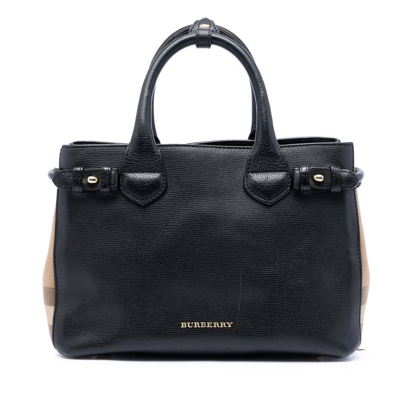 Burberry Small House Check and Leather Banner Satchel