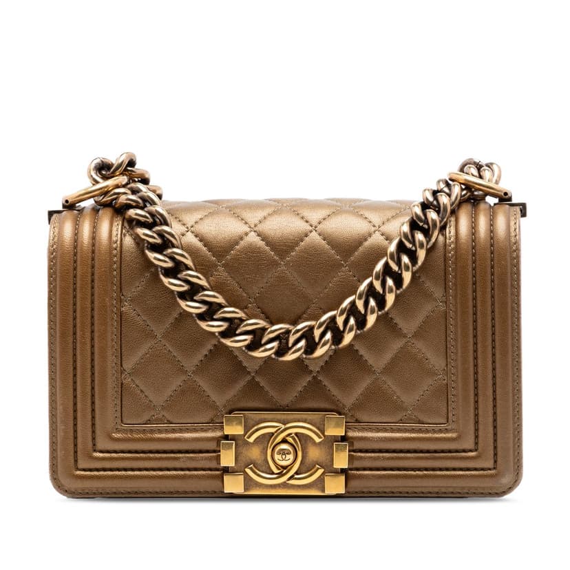 Chanel Small Quilted Metallic Lambskin Boy Flap