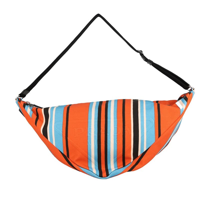 Prada Canvas Canapa Baiadera Triangle Logo Shoulder Bag