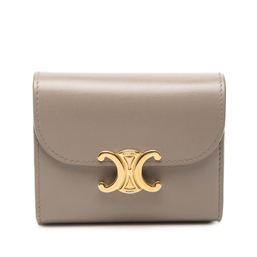 Celine Shiny Calfskin Triomphe Flap Small Wallet