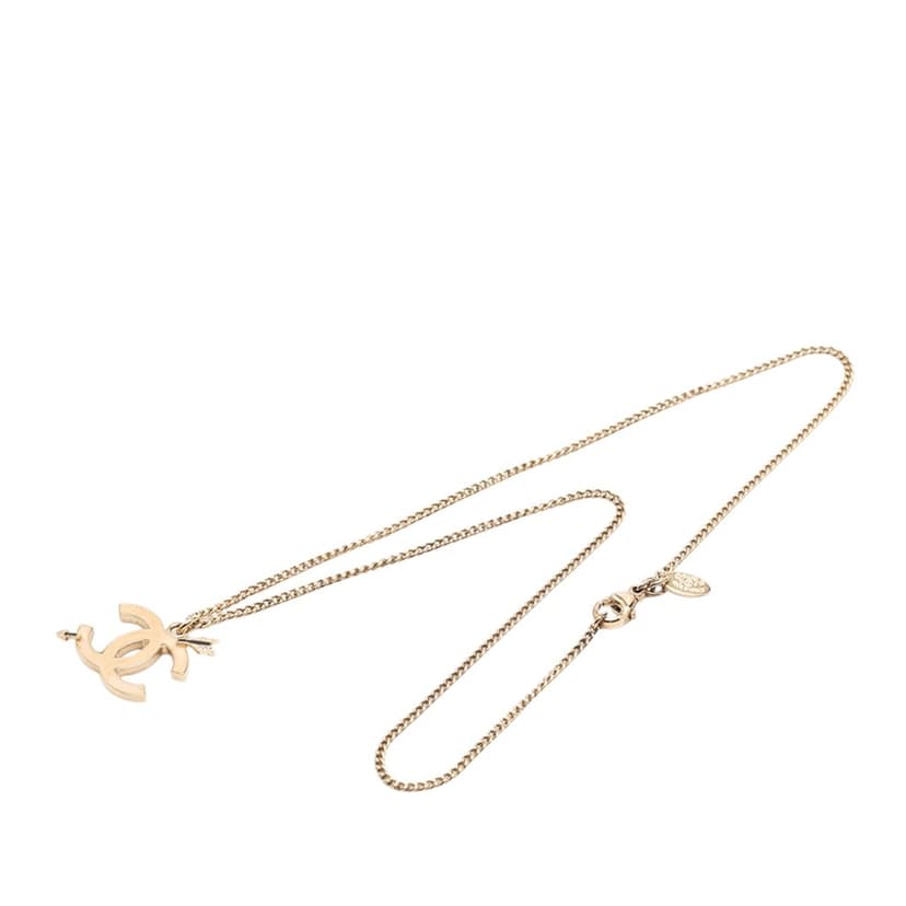 Chanel CC Gold Plated Enamel Arrow Pendant Necklace
