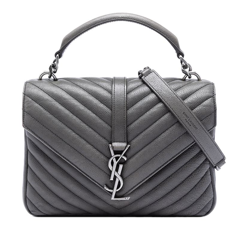 Saint Laurent Medium Chevron Sheepskin Monogram College Satchel