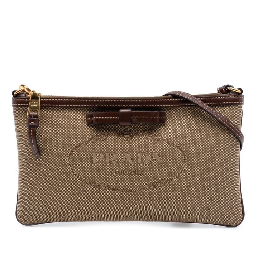 Prada Canvas Canapa Logo Bow Shoulder Bag