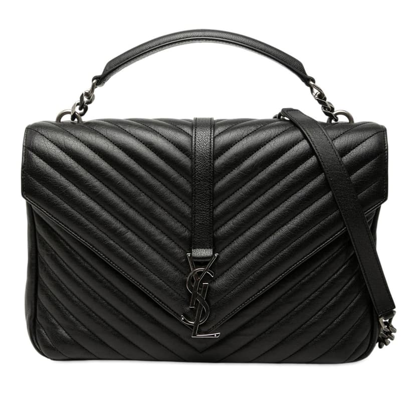 Saint Laurent Large Chevron Sheepskin Monogram College Satchel