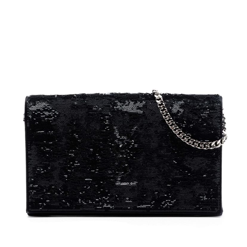 Saint Laurent Sequin Monogram Kate Wallet on Chain