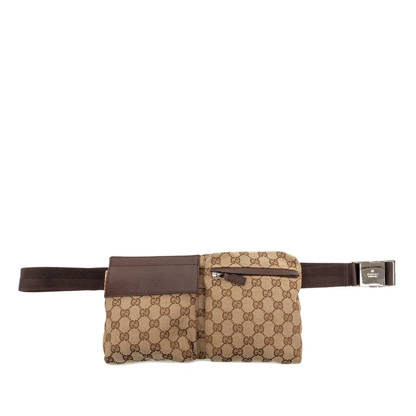 Gucci GG Canvas Double Pocket Belt Bag