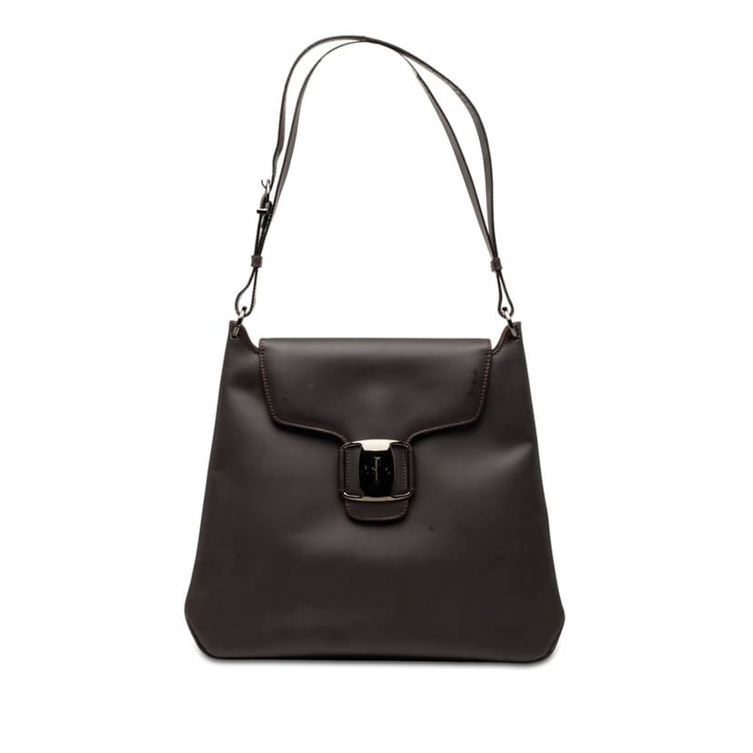 Salvatore Ferragamo Leather Vara Bow Buckle Shoulder Bag