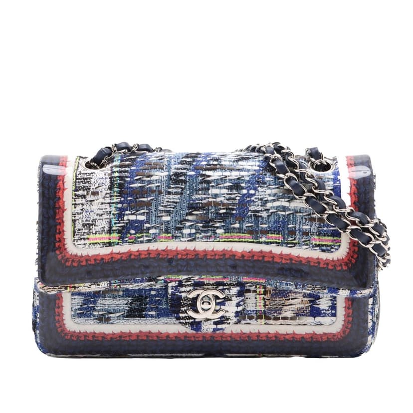 Chanel Medium Classic Tweed and Silicone Double Flap