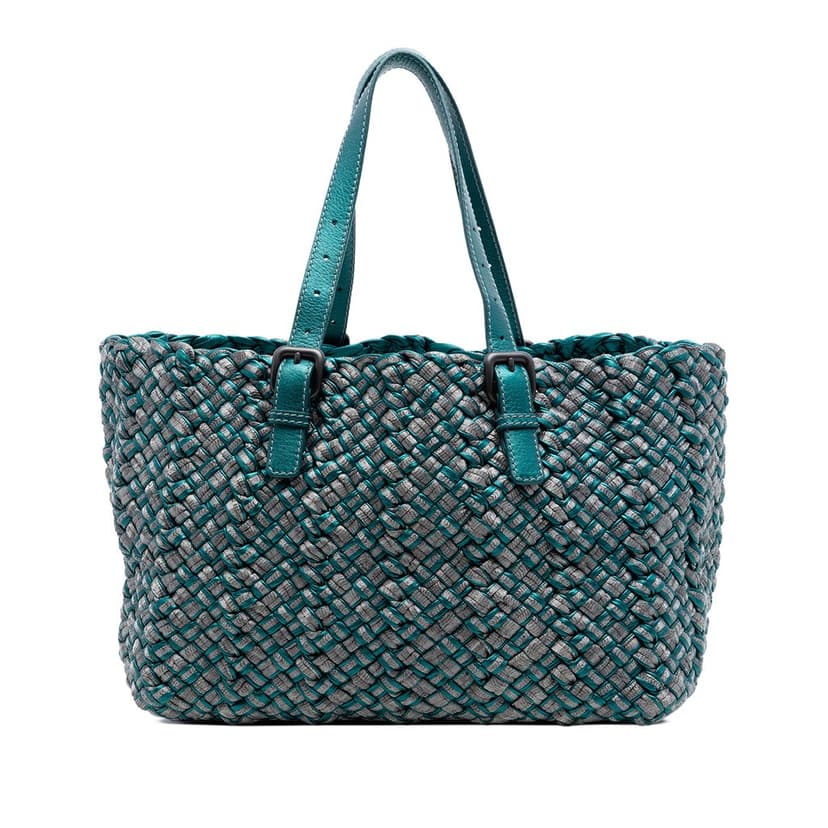 Bottega Veneta حقيبة نابا انتريشياتو سيستا متوسطة الحجم معدنية