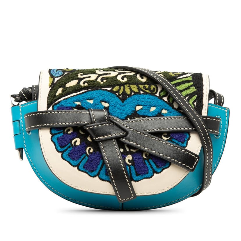 Loewe William De Morgan Mini Embroidered Leather Floral Gate Crossbody
