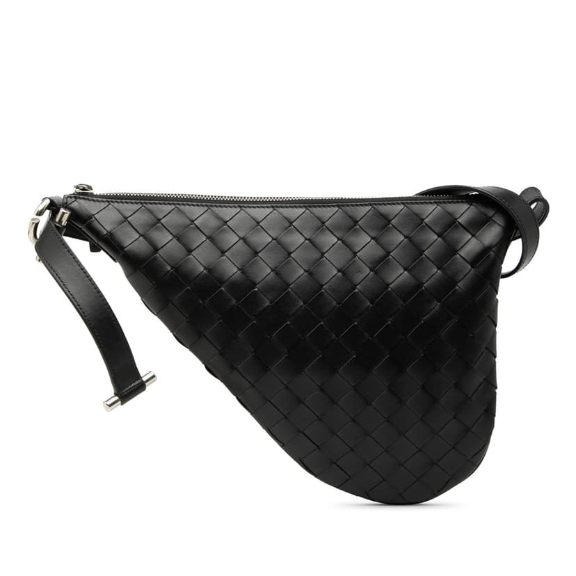 Bottega Veneta Small Leather Intrecciato Virgule Crossbody