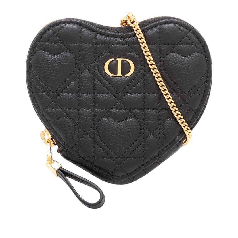 Dior DiorAmour Calfskin Cannage Caro Heart Pouch With Chain