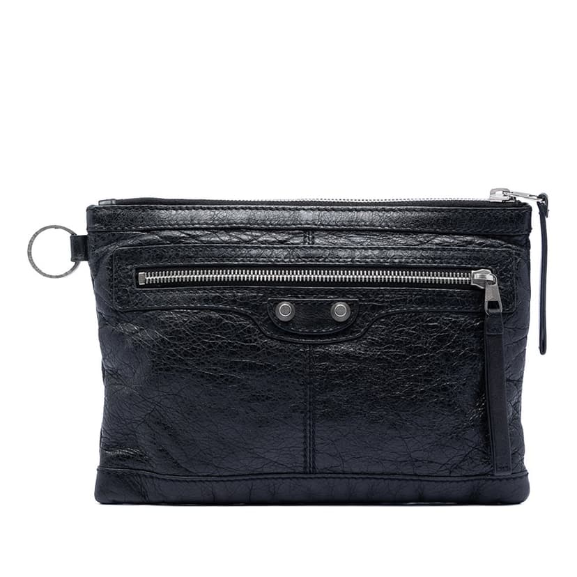 Balenciaga Lambskin Motocross Classic Clip S Clutch