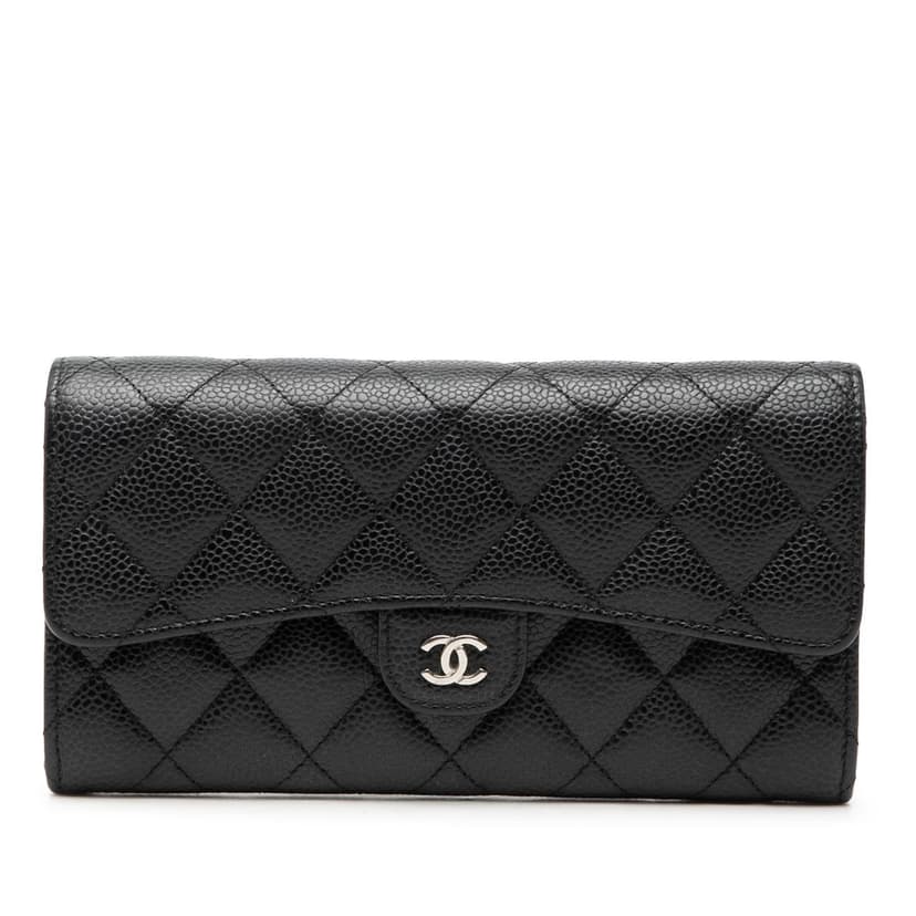 Chanel CC Quilted Caviar Classic Flap Wallet
