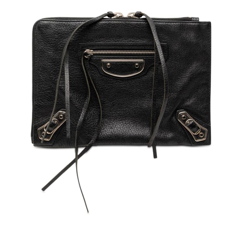 Balenciaga Chevre Motocross Classic Metallic Edge Clutch