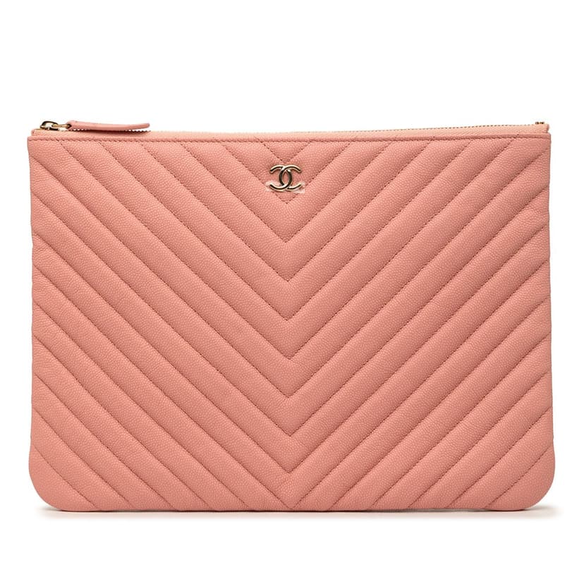 Chanel Medium CC Chevron Caviar O Case Clutch