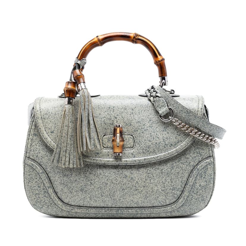 Gucci Large Speckled Leather New Bamboo Top Handle Bag