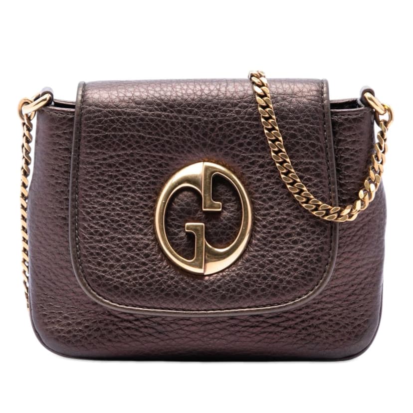 Gucci Small Metallic Pebbled Calfskin 1973 Chain Crossbody