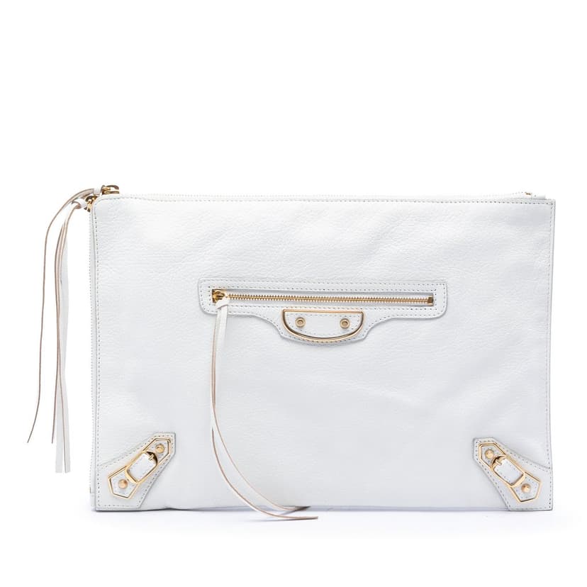Balenciaga Chevre Motocross Classic Metallic Edge Clutch