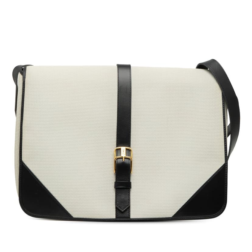 Saint Laurent Leather Trimmed Canvas Messenger Bag