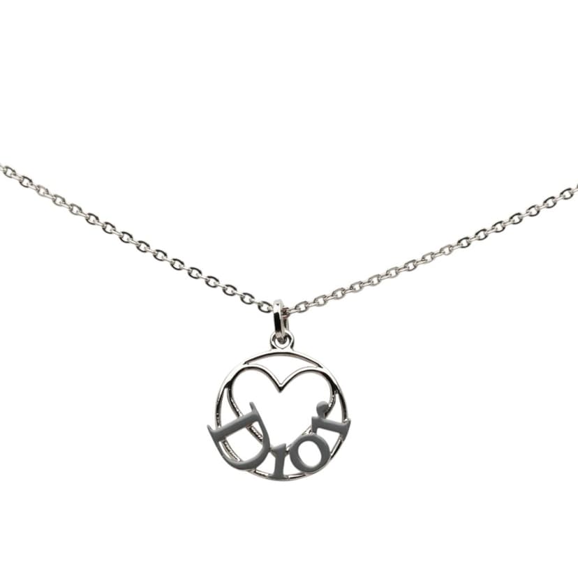 Dior Brass Heart Logo Pendant Necklace