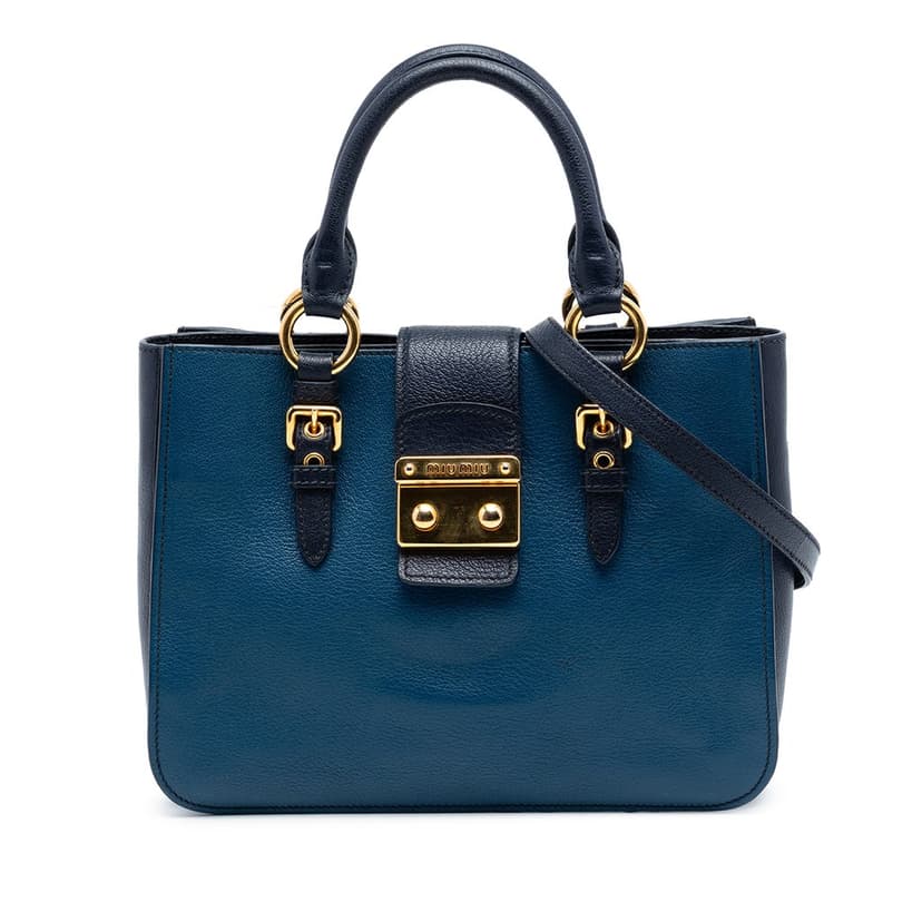 Miu Miu Bicolor Goatskin Madras Satchel