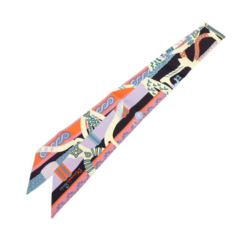 Hermès Fantaisie d Etriers Silk Twilly Scarf