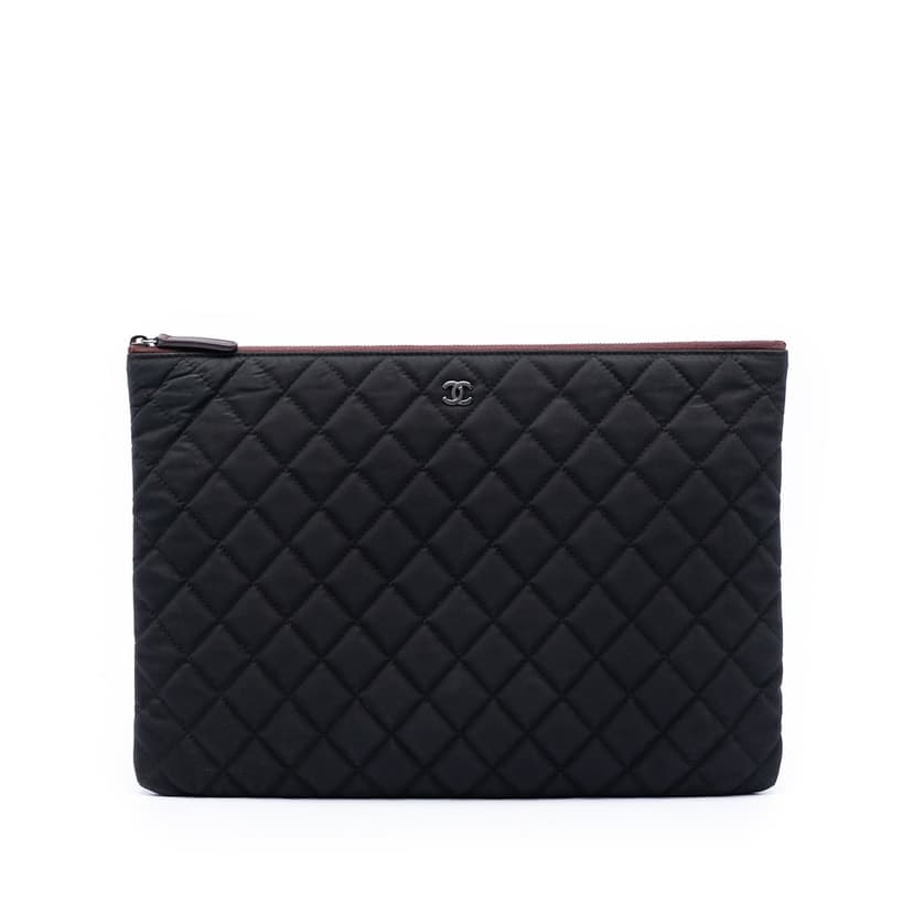 Chanel Large Quilted Nylon O Case Clutch