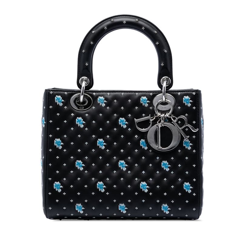 Dior Medium Calfskin Embroidered Flower Lady Dior