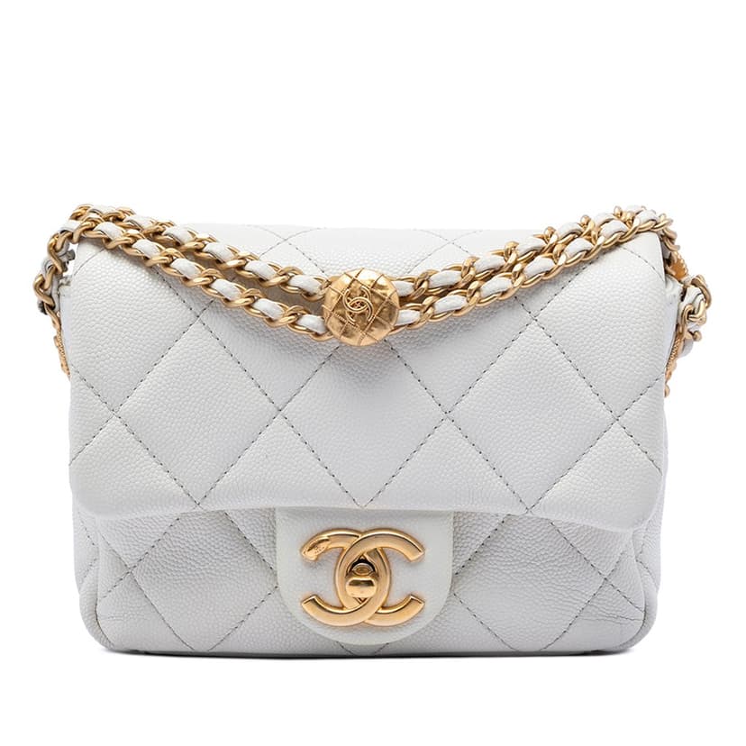 Chanel Mini Quilted Caviar Twist Your Buttons Flap