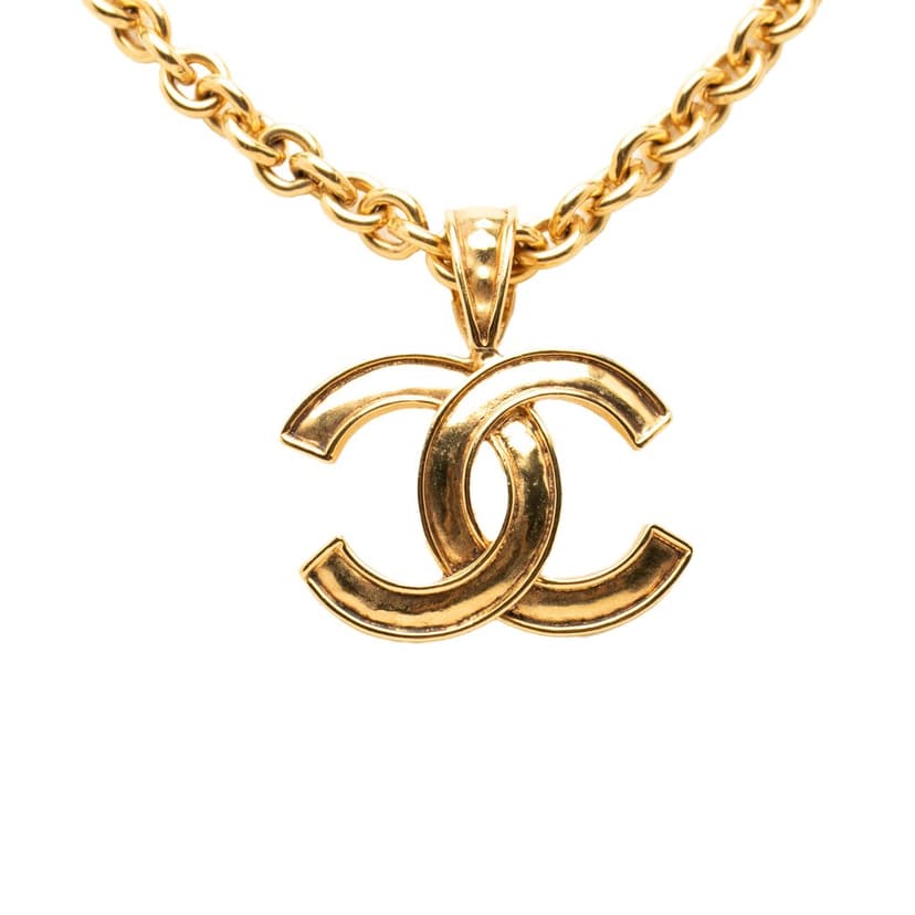 Chanel CC Gold Plated Pendant Necklace