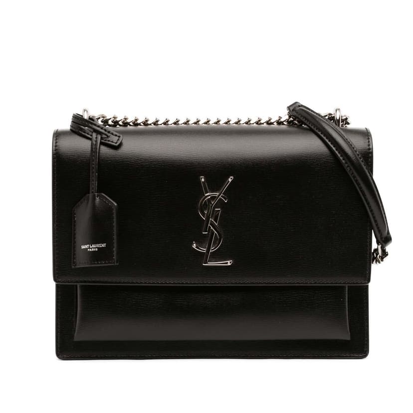 Saint Laurent حقيبة كروسبودي متوسطة الحجم من جلد العجل بنقشة مونوجرام صن سيت