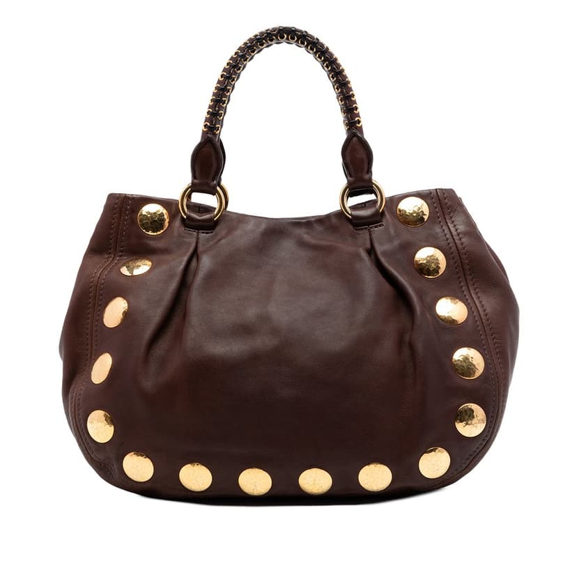 Miu Miu Studded Leather Top Handle Bag