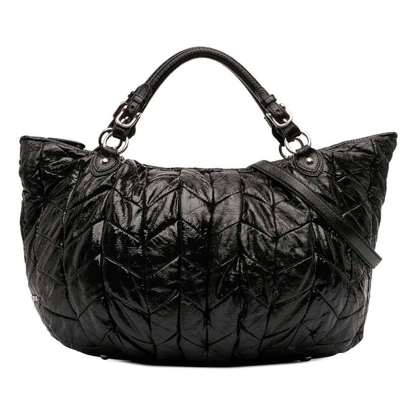 Miu Miu Quilted Patent Leather Hobo