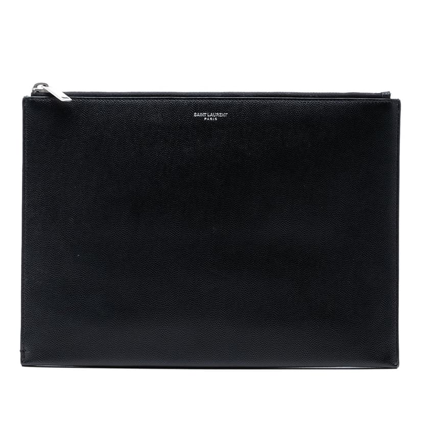 Saint Laurent Grained Leather Zip Clutch