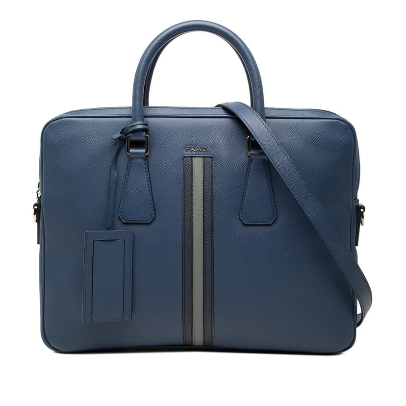 Prada Saffiano Striped Business Bag