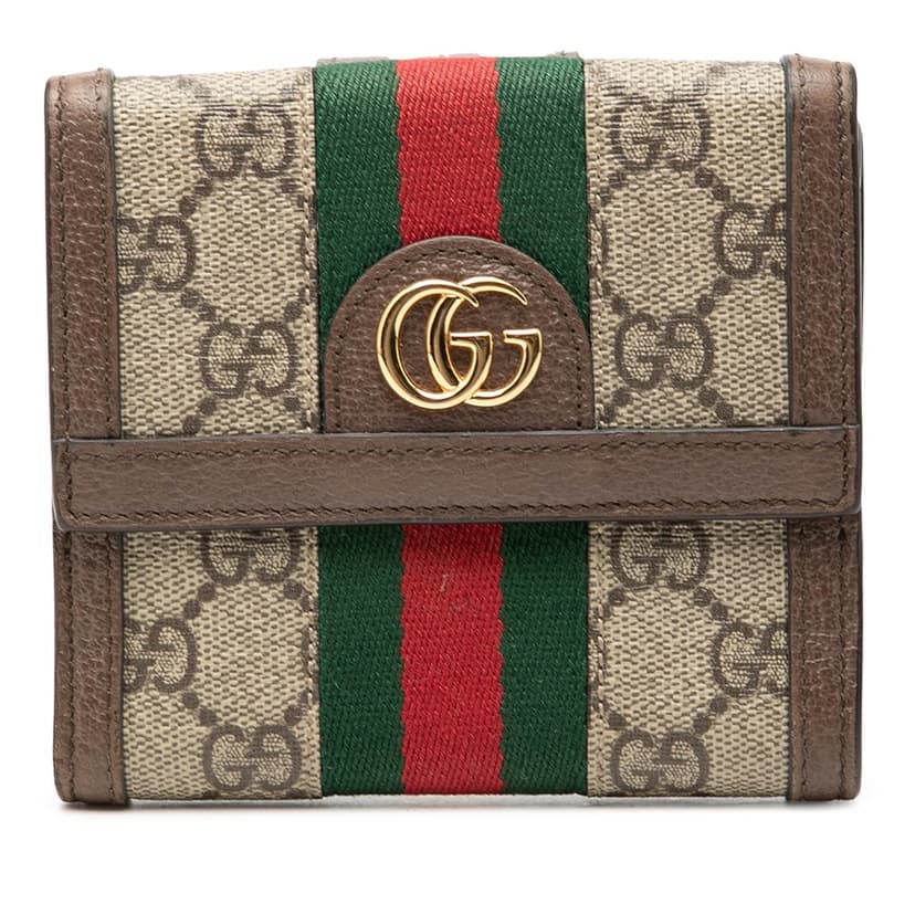 Gucci GG Supreme Web Ophidia French Flap Wallet