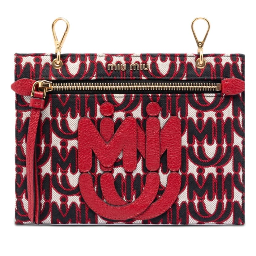 Miu Miu M/M Paris Emiuticon Jacquard and Goatskin Pouch