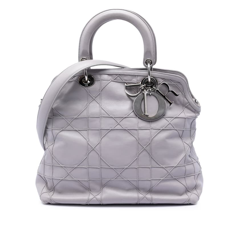 Dior Medium Lambskin Cannage Polochon Granville Satchel