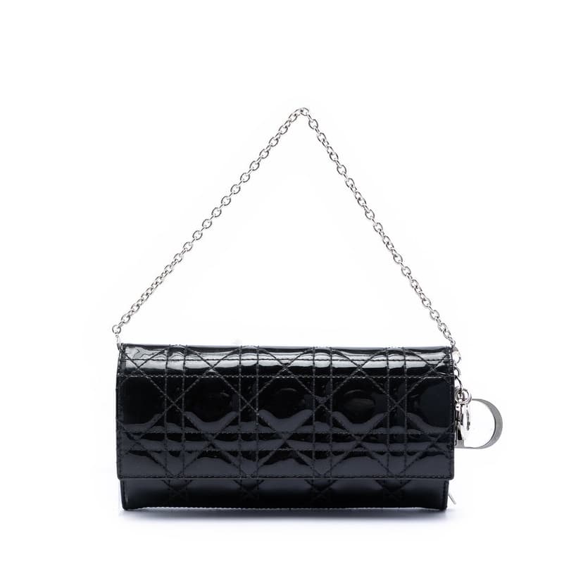 Dior Patent Cannage Lady Dior Wallet On Chain